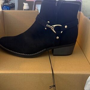 White Mountain Black Ankle Booties with Buckle Detail